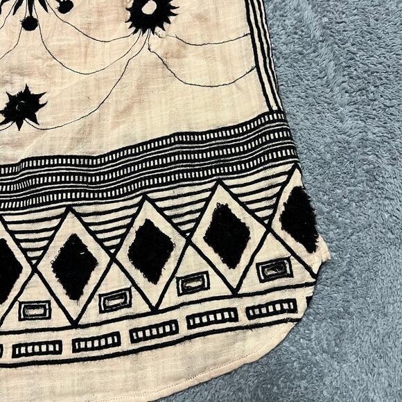 Free People Romantics Dress Womens Small Beige Embroidered Mini India Made Boho - Picture 2 of 7